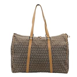 Fendi-Fendi Fendi travel shoulder bag in beige zucchini canvas-Beige