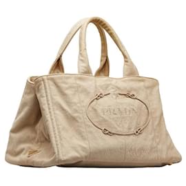 Prada-Canapa Logo Tote Bag-Brown