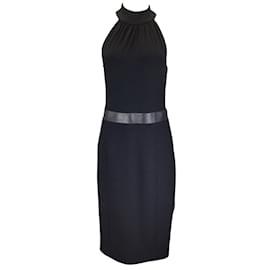 Michael Kors-Michael Kors Collection Black Boucle Crepe Halter Dress-Black