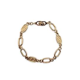 Christian Dior-Bracciale a maglie a catena ovale vintage in metallo dorato-D'oro