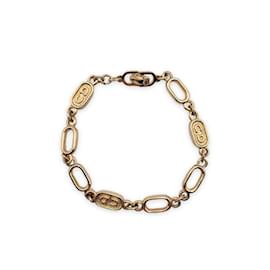 Christian Dior-Vintage Gold Metal Oval Chain Link Bracelet-Golden