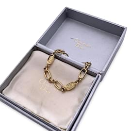 Christian Dior-Vintage Gold Metal Oval Chain Link Bracelet-Golden