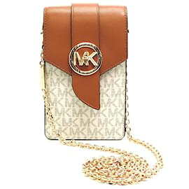 Michael Kors-MK Signature Canvas & Leather Phone Case with Chain 32SOG00C5b-White