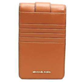 Michael Kors-Étui de téléphone en toile et cuir MK Signature avec chaîne 32SOG00C5b-Blanc