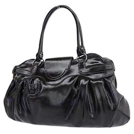 Salvatore Ferragamo-Patent Leather Gancini Handbag AB-21 5370-Black