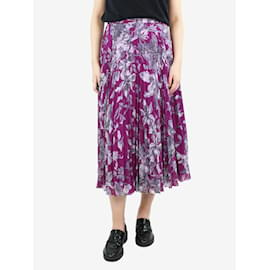 Erdem-Purple floral printed midi skirt with pleats - size UK 10-Purple
