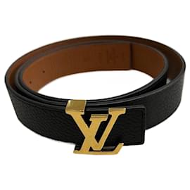 Louis Vuitton-Cinturón reversible taurillon Iniciales 30MM-Negro