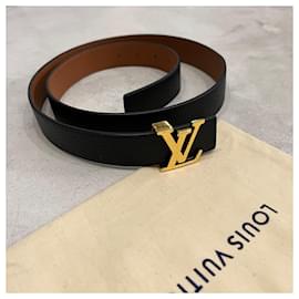Louis Vuitton-Cinturón reversible taurillon Iniciales 30MM-Negro