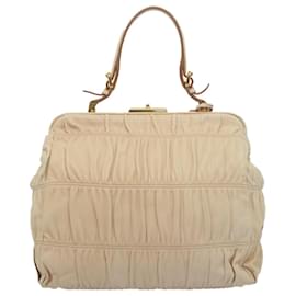 Prada-PRADA Gamaguchi Shoulder Bag Leather Beige Auth yk8786-Beige