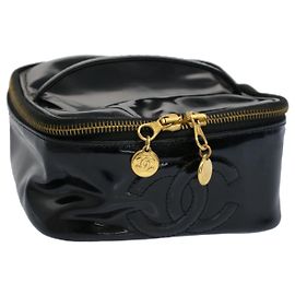 Neceser CHANEL Vanity Charol Negro CC Auth yb378 Negro