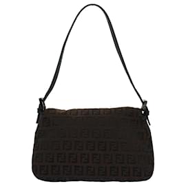 Fendi-Bolso de hombro FENDI Zucchino Canvas Mini Mamma Baguette Marrón Auth yk9034-Castaño