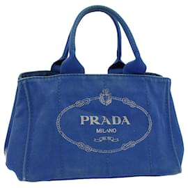 Prada-PRADA Canapa MM Handtasche Canvas Blau Auth bs8886-Blau