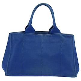 Prada-PRADA Canapa MM Hand Bag Canvas Blue Auth bs8886-Blue