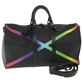 Louis Vuitton-Bandouliere LOUIS VUITTON Taiga Rainbow Keepall 50 Bolsa Boston M30345 autenticación 55863EN-Negro,Multicolor