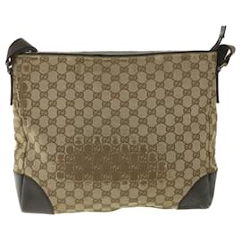 Gucci-GUCCI GG Canvas Shoulder Bag Beige 110054 Auth ac2320-Beige