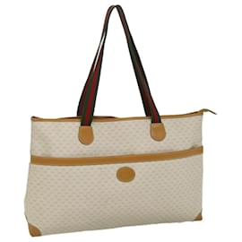Gucci-GUCCI Micro GG Supreme Web Sherry Line Tote Bag White 002 39 0215 Auth bs9212-White