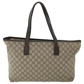 Gucci-GUCCI GG Supreme Tote Bag PVC Leather Beige 181084 Auth bs8773-Beige