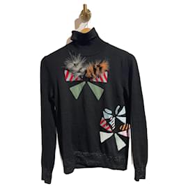 Fendi-FENDI Tricot T.International S Fourrure-Noir