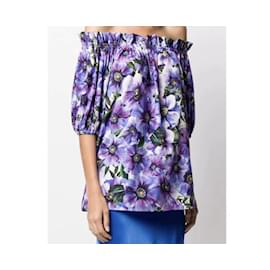 Dolce & Gabbana-DOLCE & GABBANA Tops Camiseta.Algodón XL Internacional-Púrpura