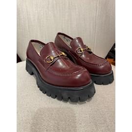 Gucci-GUCCI  Flats T.eu 44 leather-Dark red