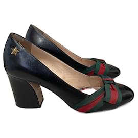 Gucci-Tacones GUCCI T.UE 37.5 Cuero-Negro