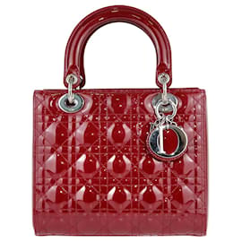 Dior-Sac Lady Dior moyen Cannage rouge-Rouge