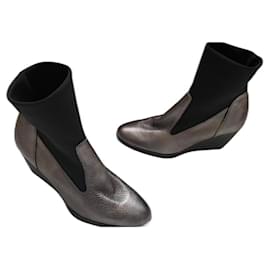 Autre Marque-Ankle Boots-Black,Silvery