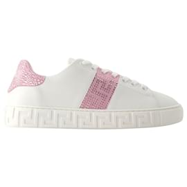 Versace-La Greca Sneakers – Versace – Leder – Weiß/Rosa-Pink
