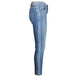 Chanel-Jean slim en denim à imprimé chaîne Chanel en coton bleu-Bleu