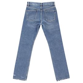 Balenciaga-Balenciaga Slim Fit Distressed Jeans in Blue Cotton-Blue,Light blue