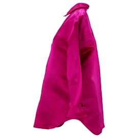 Balenciaga-Camicia oversize Balenciaga in seta rosa-Rosa
