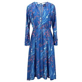 Balenciaga Robe Midi à Imprimé Sakura en Polyester Bleu Bleu