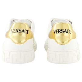 Versace-Tênis La Greca - Versace - Bordado - Branco/ouro-Branco
