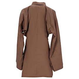 Attico-The Attico Dakota Mini Dress in Brown Cotton-Beige
