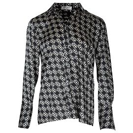 Sandro Printed Shirt in Black Recycled Polyester Black