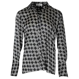 Sandro-Sandro Printed Shirt in Black Recycled Polyester-Other