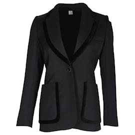 Sandro-Sandro Elna Single-Breasted Blazer in Black Wool-Black