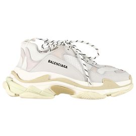 Balenciaga Triple S Sneakers in White Polyurethane White