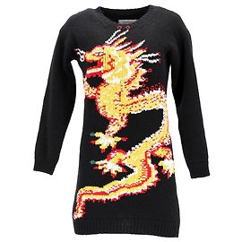 Valentino Garavani Funky Dragon Pullover aus schwarzer Wolle Schwarz