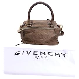 Givenchy-Sac moyen Givenchy Pandora en cuir vieilli marron-Marron