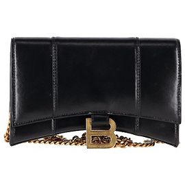 Balenciaga Hourglass Wallet On Chain in Black calf leather Leather Black