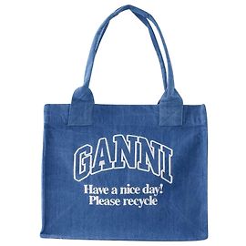 Borsa tote grande Easy - Ganni - Cotone - Denim Blu