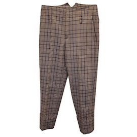 Calça xadrez com punhos Brunello Cucinelli Wo em lã virgem cinza Cinza