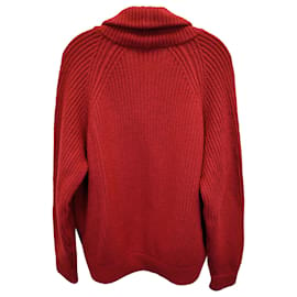Autre Marque-Mr P. Chunky Buttoned Cardigan in Red Wool-Red