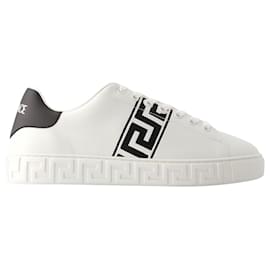Versace-Greca Sneakers - Versace - Leather - White-White
