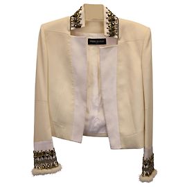 Pierre Balmain Embellished Blazer in White Polyester White