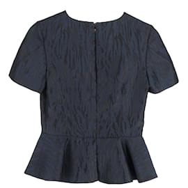 Alexander Mcqueen-Mcq Alexander McQueen Schößchenbluse mit Jacquard-Effekt aus marineblauem Polyester-Marineblau