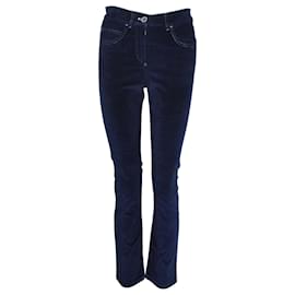 Chanel-Chanel Tweed Back Pocket Denim Jeans in Navy Blue Cotton -Blue,Navy blue
