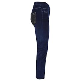 Chanel-Chanel Tweed Back Pocket Denim Jeans in Navy Blue Cotton -Blue,Navy blue