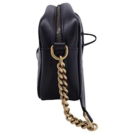 Gucci-Petit sac bandoulière Gucci Marmont en cuir noir-Noir